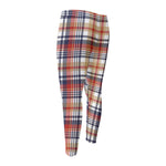 Red Blue And Beige Madras Plaid Print Men's Compression Pants