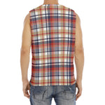 Red Blue And Beige Madras Plaid Print Men's Fitness Tank Top