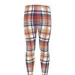 Red Blue And Beige Madras Plaid Print Men's leggings