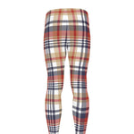 Red Blue And Beige Madras Plaid Print Men's leggings