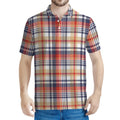 Red Blue And Beige Madras Plaid Print Men's Polo Shirt