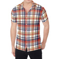 Red Blue And Beige Madras Plaid Print Men's Shirt
