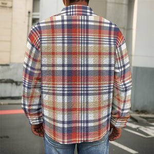 Red Blue And Beige Madras Plaid Print Men's Shirt Jacket