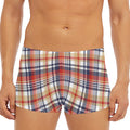 Red Blue And Beige Madras Plaid Print Men's Short Boxer Briefs