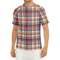 Red Blue And Beige Madras Plaid Print Men's Short Sleeve Rash Guard
