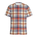 Red Blue And Beige Madras Plaid Print Men's Athletic T-Shirt
