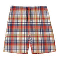 Red Blue And Beige Madras Plaid Print Men's Swim Trunks