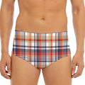 Red Blue And Beige Madras Plaid Print Men's Triangle Swim Briefs