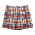 Red Blue And Beige Madras Plaid Print Mesh Shorts