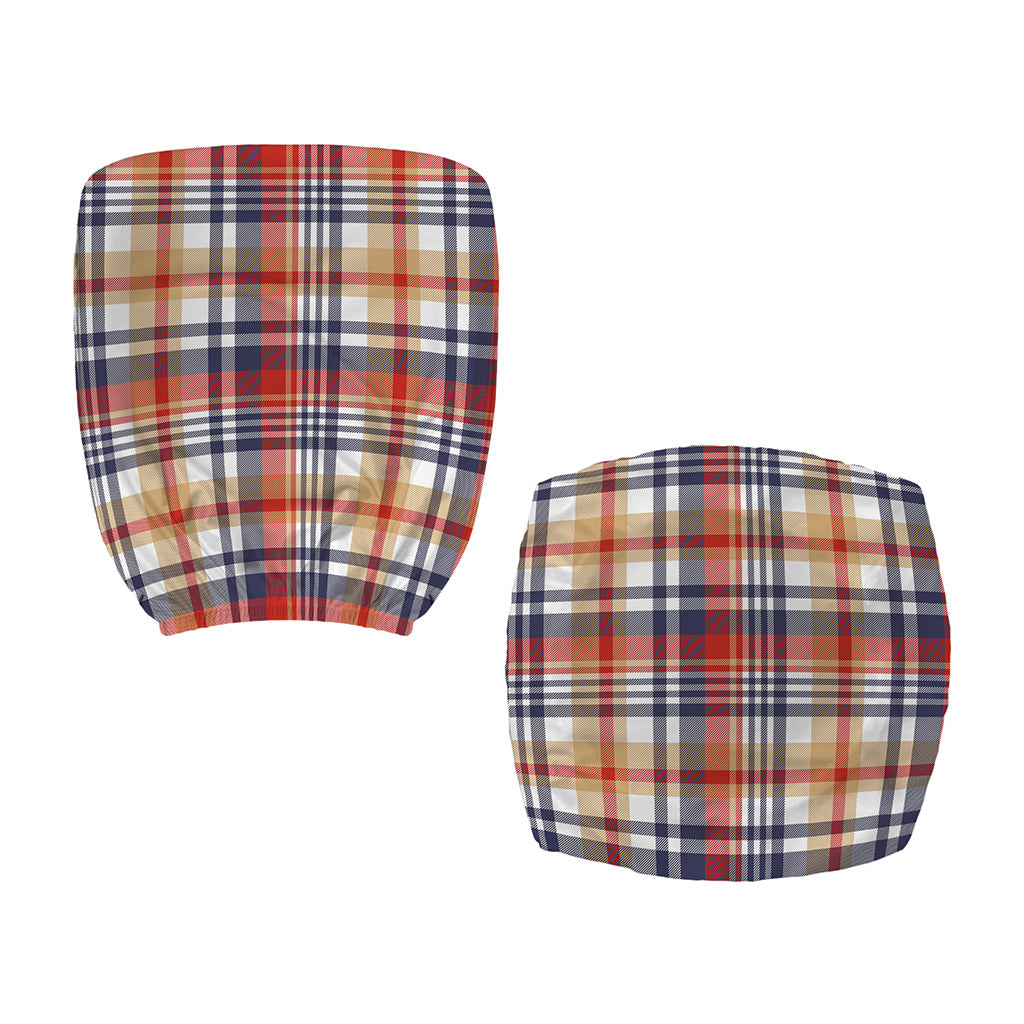 Red Blue And Beige Madras Plaid Print Office Chair Cover