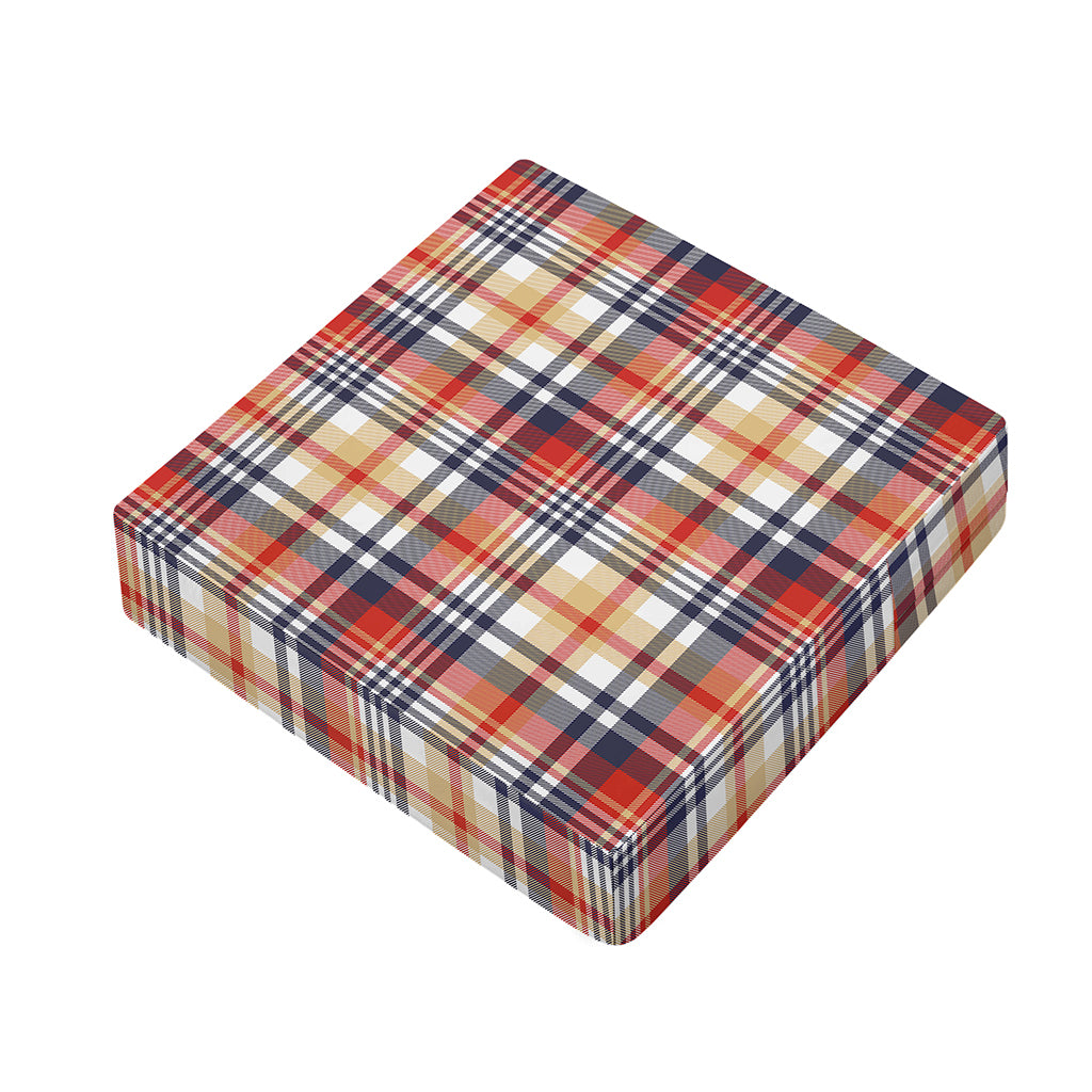 Red Blue And Beige Madras Plaid Print Outdoor Seat Cushion Cover