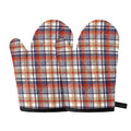 Red Blue And Beige Madras Plaid Print Oven Mitts
