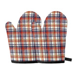 Red Blue And Beige Madras Plaid Print Oven Mitts