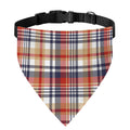 Red Blue And Beige Madras Plaid Print Over The Collar Dog Bandana