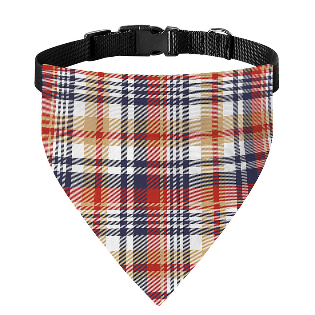 Red Blue And Beige Madras Plaid Print Over The Collar Dog Bandana