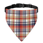 Red Blue And Beige Madras Plaid Print Over The Collar Dog Bandana