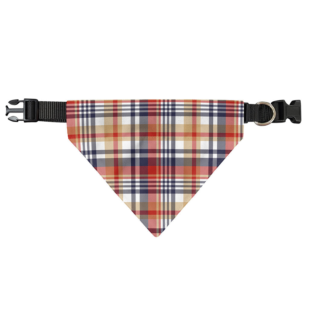 Red Blue And Beige Madras Plaid Print Over The Collar Dog Bandana