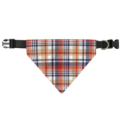 Red Blue And Beige Madras Plaid Print Over The Collar Dog Bandana