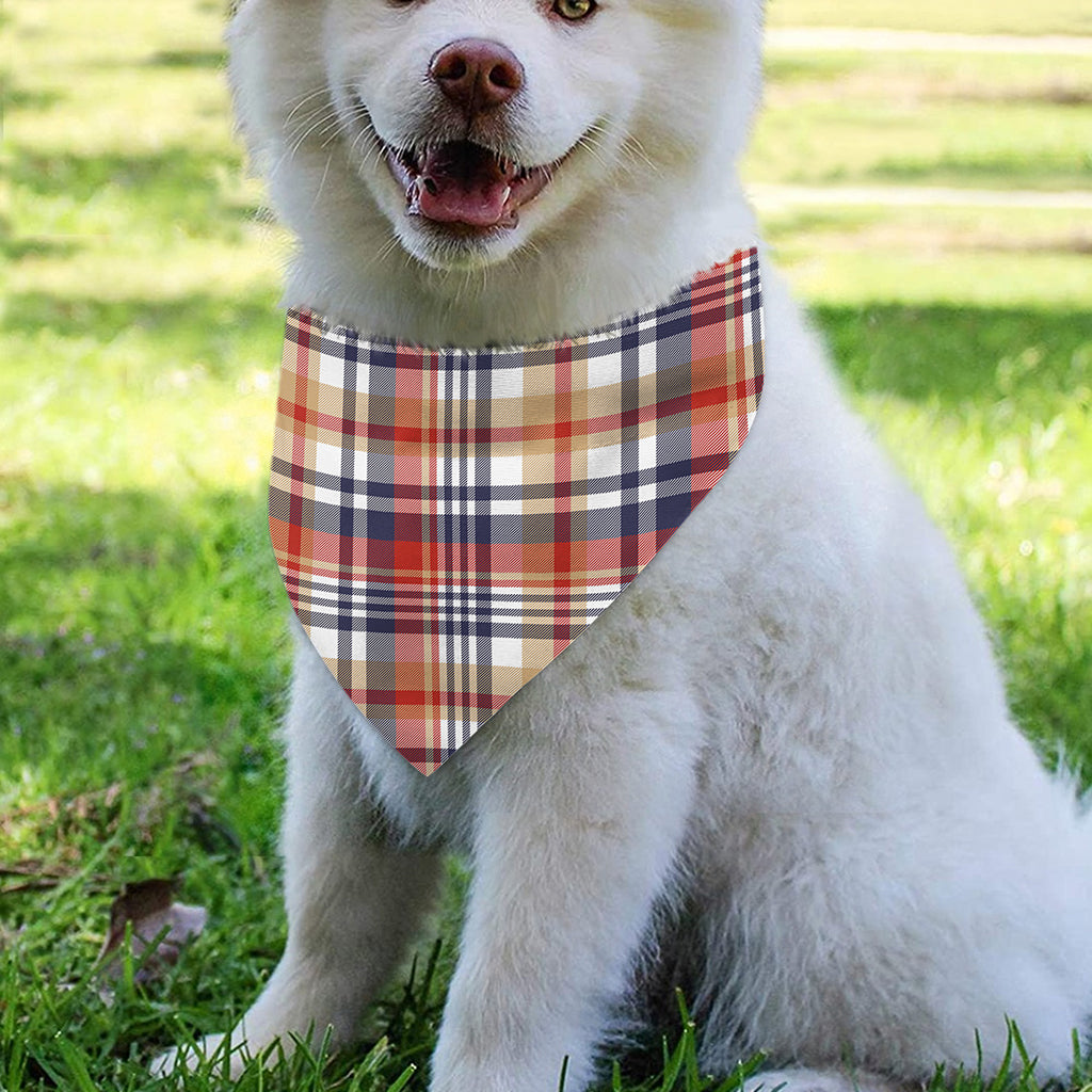 Red Blue And Beige Madras Plaid Print Over The Collar Dog Bandana