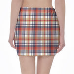 Red Blue And Beige Madras Plaid Print Pencil Mini Skirt