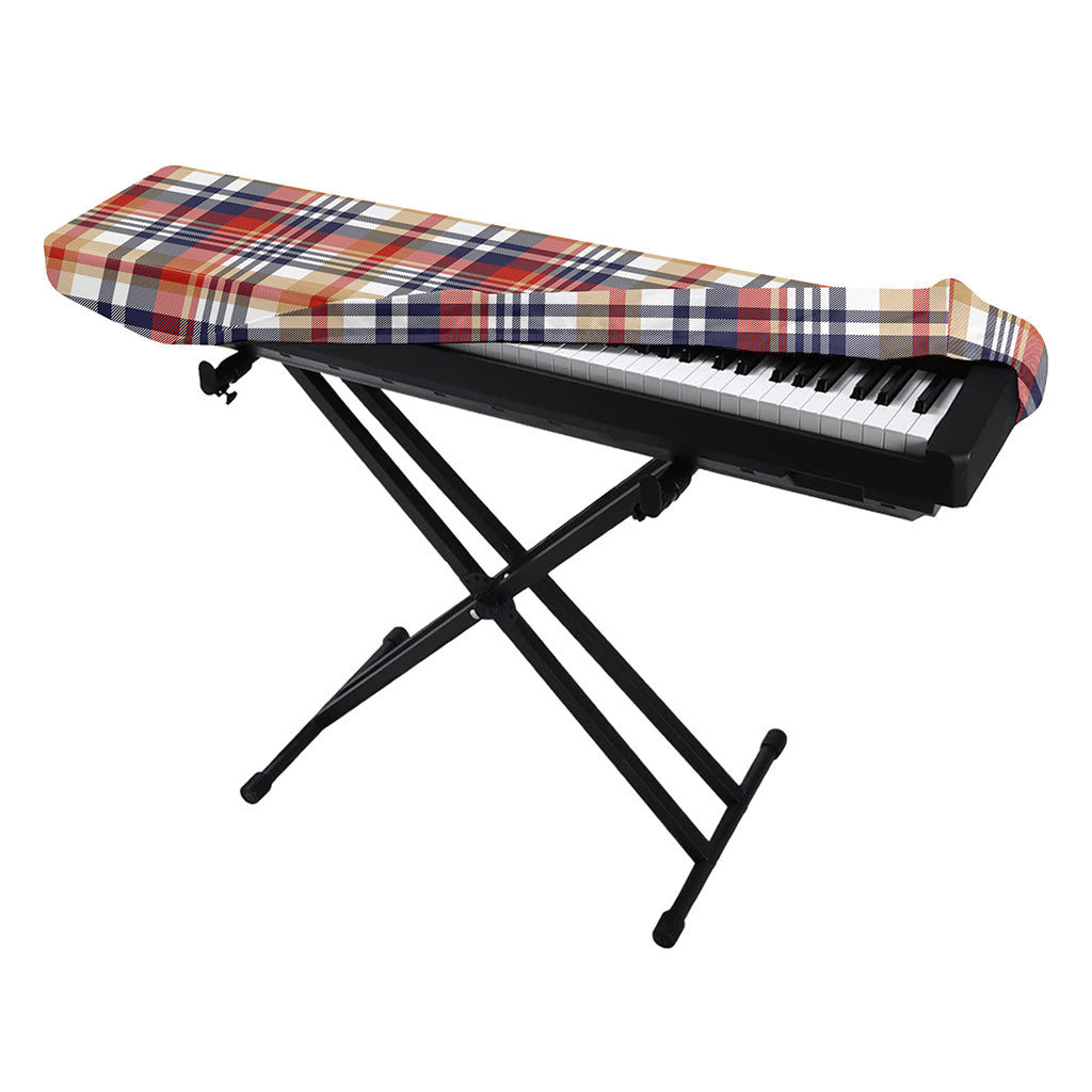 Red Blue And Beige Madras Plaid Print Piano Keyboard Cover