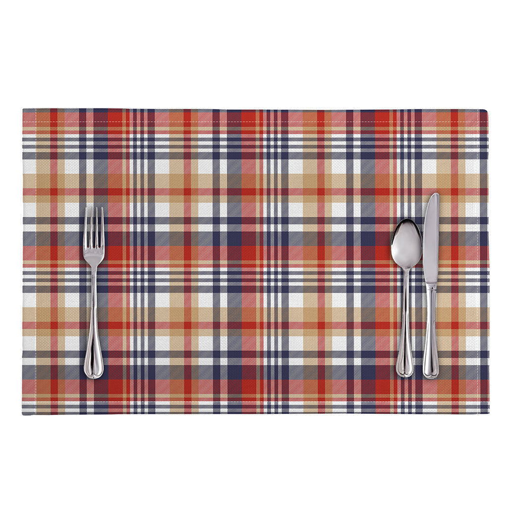 Red Blue And Beige Madras Plaid Print Placemat