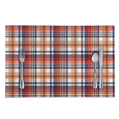 Red Blue And Beige Madras Plaid Print Placemat