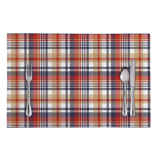 Red Blue And Beige Madras Plaid Print Placemat