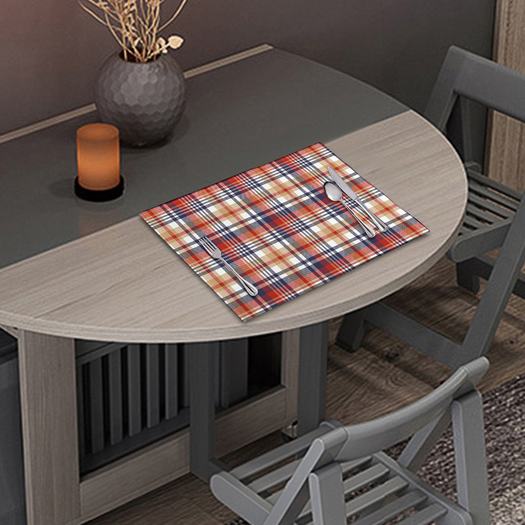 Red Blue And Beige Madras Plaid Print Placemat