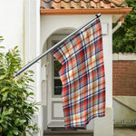Red Blue And Beige Madras Plaid Print Polyester Flag