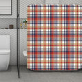 Red Blue And Beige Madras Plaid Print Polyester Shower Curtain