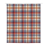 Red Blue And Beige Madras Plaid Print Polyester Shower Curtain