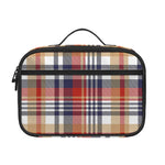 Red Blue And Beige Madras Plaid Print Portable Lunch Bag