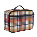 Red Blue And Beige Madras Plaid Print Portable Lunch Bag