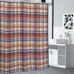 Red Blue And Beige Madras Plaid Print Premium Shower Curtain