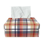 Red Blue And Beige Madras Plaid Print Rectangle Tissue Box Cover