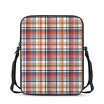 Red Blue And Beige Madras Plaid Print Rectangular Crossbody Bag