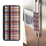 Red Blue And Beige Madras Plaid Print Refrigerator Handle Covers