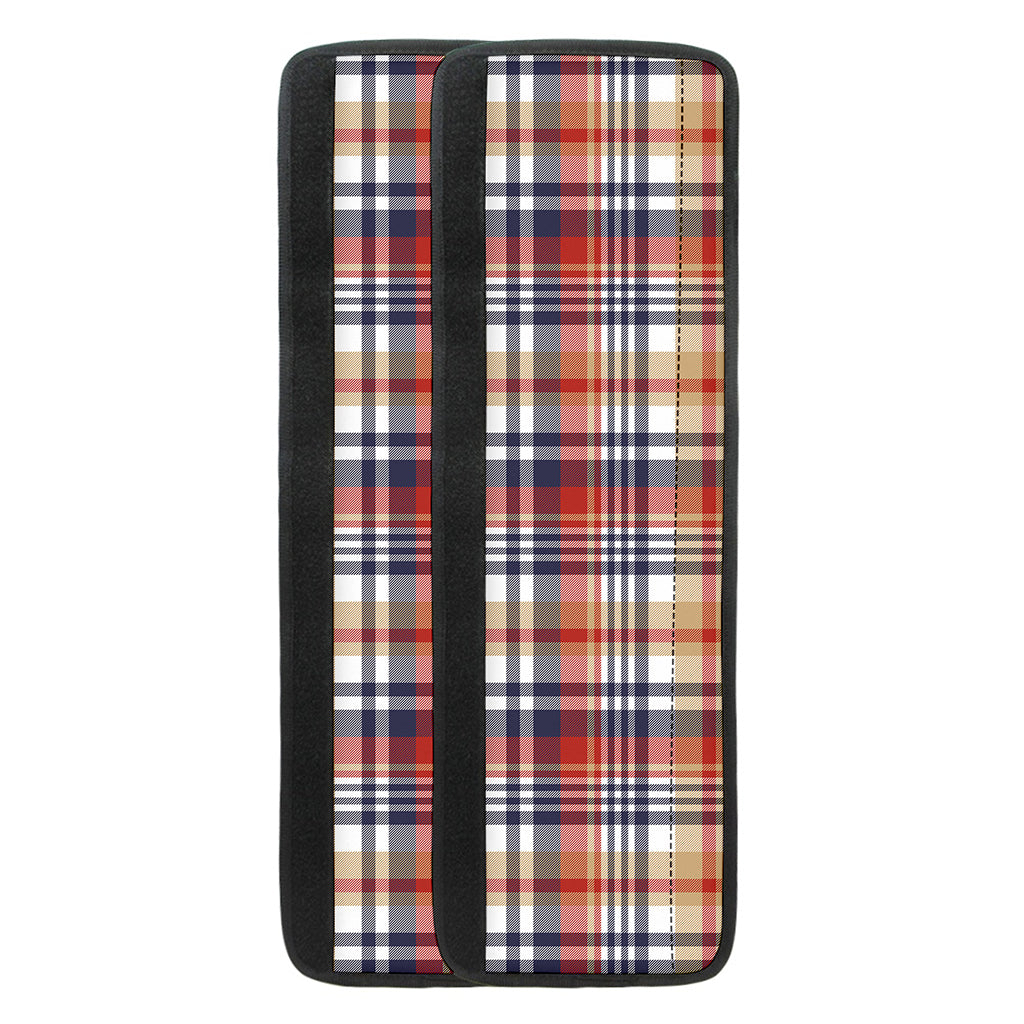 Red Blue And Beige Madras Plaid Print Refrigerator Handle Covers