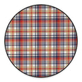 Red Blue And Beige Madras Plaid Print Round Floor Mat