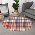 Red Blue And Beige Madras Plaid Print Round Rug