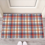 Red Blue And Beige Madras Plaid Print Rubber Doormat