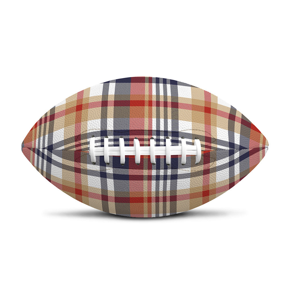 Red Blue And Beige Madras Plaid Print Rugby Ball