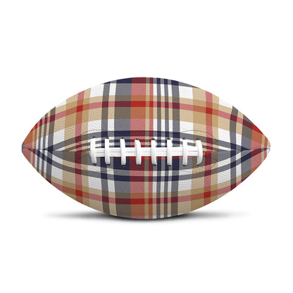 Red Blue And Beige Madras Plaid Print Rugby Ball