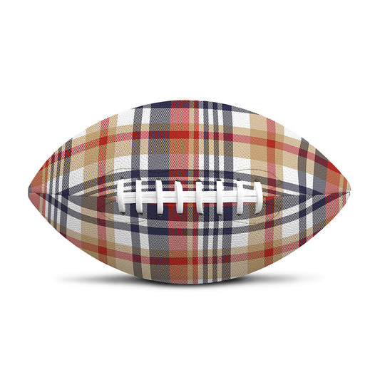 Red Blue And Beige Madras Plaid Print Rugby Ball
