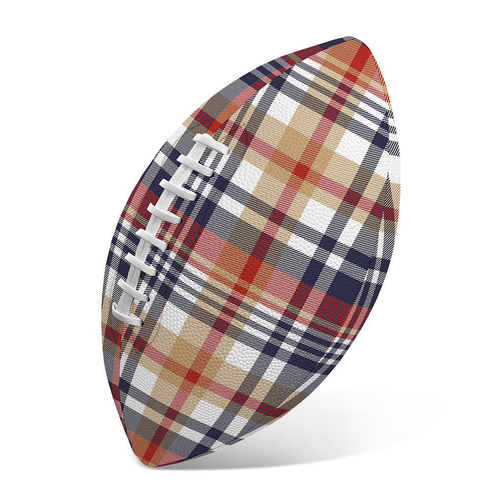 Red Blue And Beige Madras Plaid Print Rugby Ball