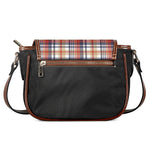 Red Blue And Beige Madras Plaid Print Saddle Bag