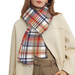 Red Blue And Beige Madras Plaid Print Scarf