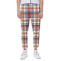 Red Blue And Beige Madras Plaid Print Joggers
