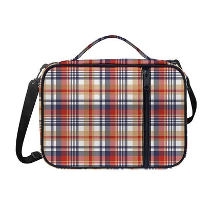 Red Blue And Beige Madras Plaid Print Shoulder Strap Bible Bag